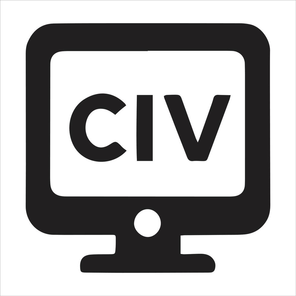 A Minimalist Computer Monitor with CIV Text for Technology Digital Business and Online Communication computer monitor with the word cvi on it vector