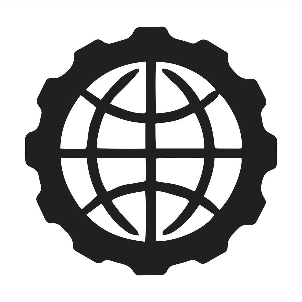 Global Network Gear Icon Representing Internet, Technology, Digital Connectivity, and Cybersecurity Systems vector