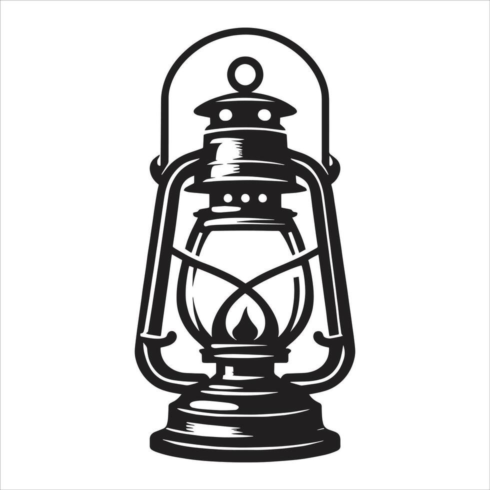 A black and white illustration of a lantern vector