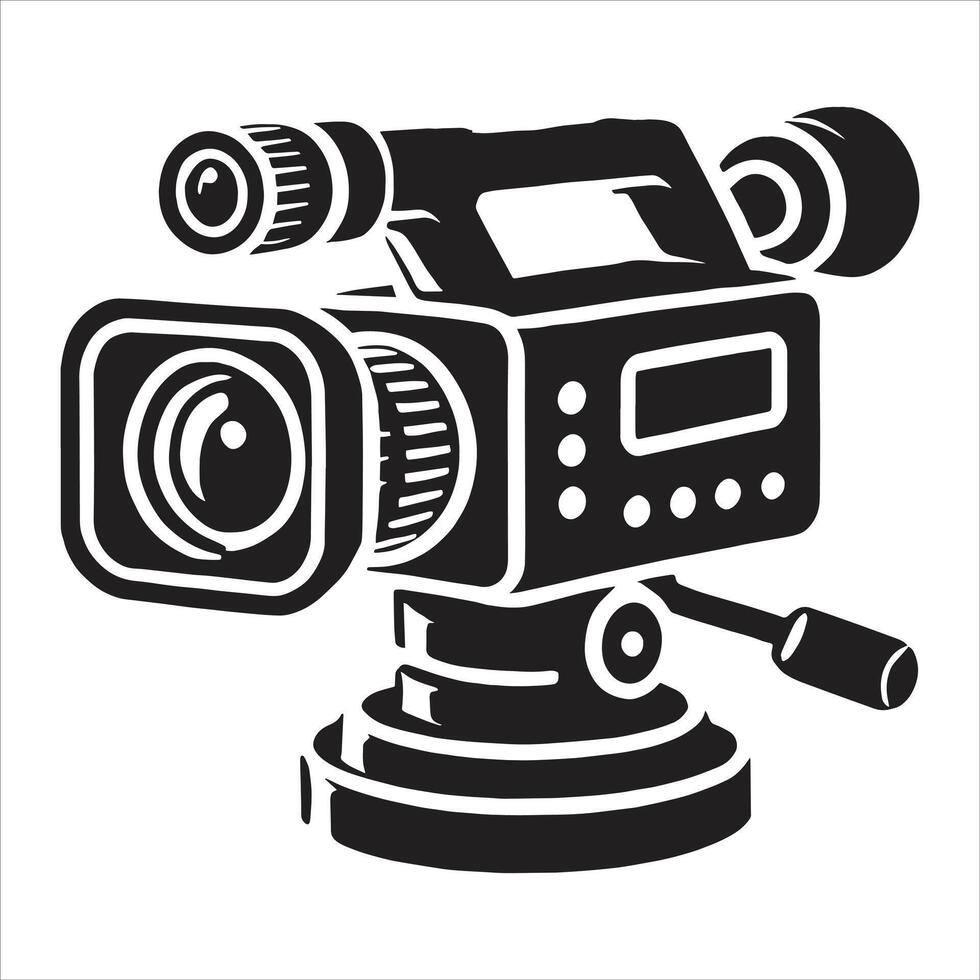 Professional VideoCamera Illustration High-Quality Cinematic Camcorder Camera Silhouette for Film, Media, and Broadcasting vector