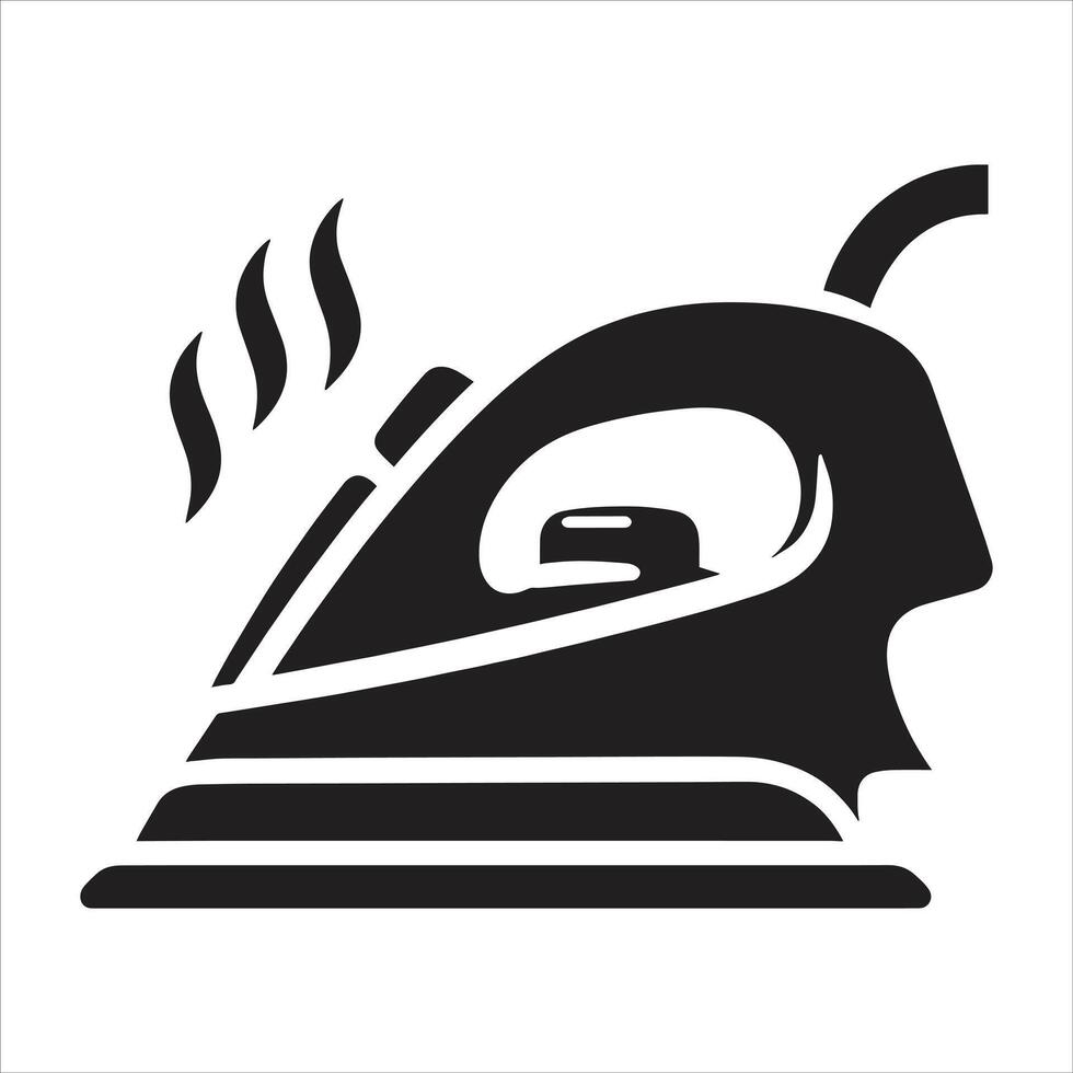Steam Iron Illustration in Black and White with Minimalist Design for Laundry and Household Chores vector