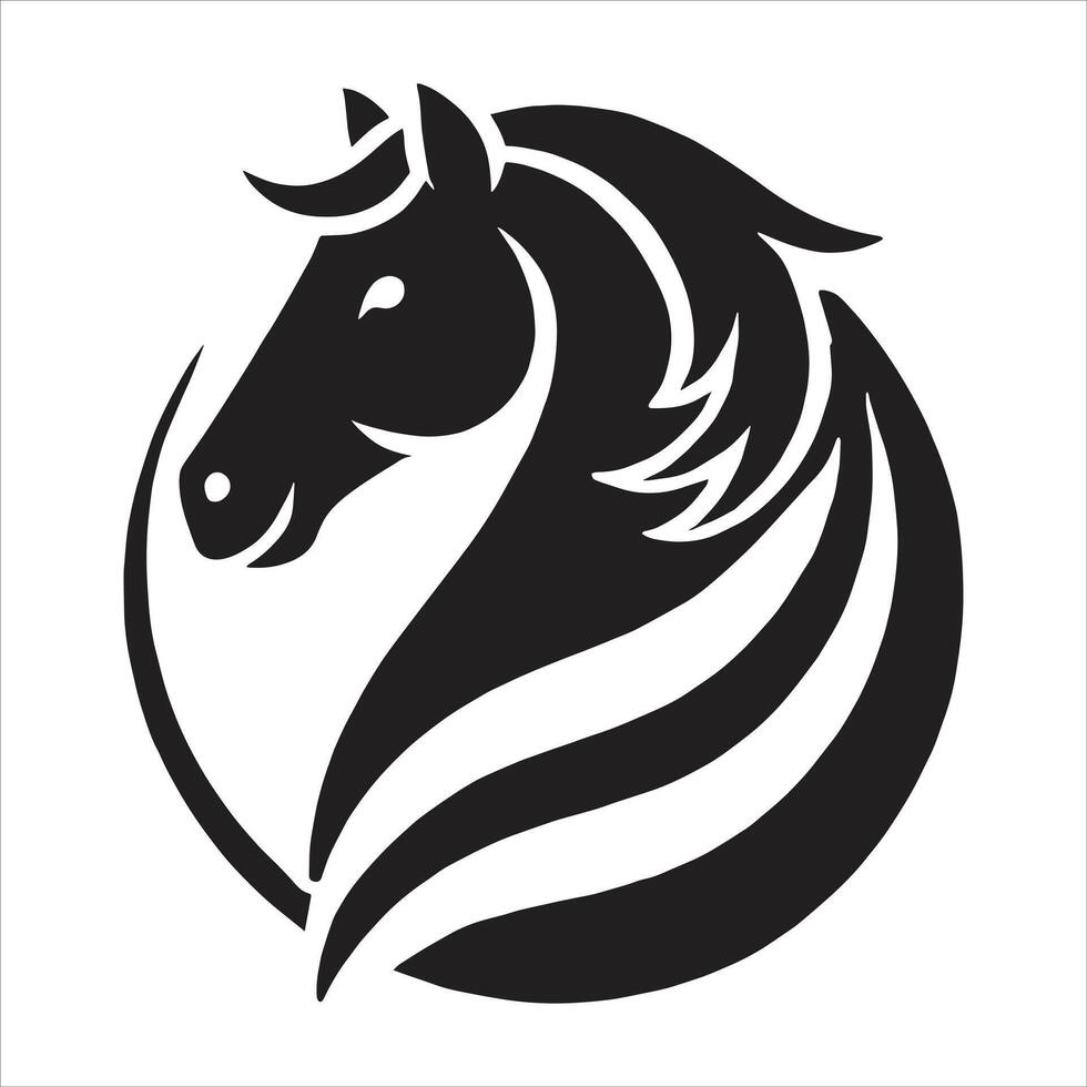 A horse head logo with a black and white design vector