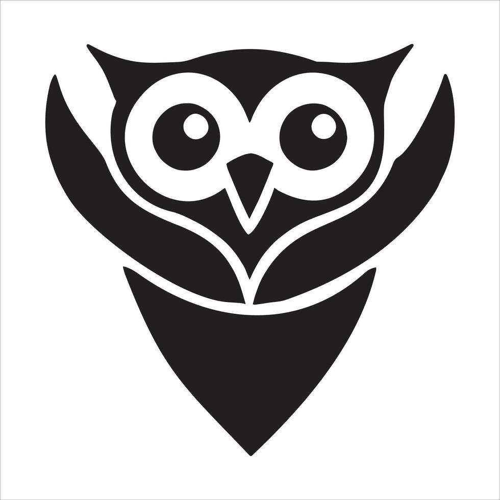Stylized Owl Illustration in Black and White with Geometric Design and Minimalist Aesthetic vector