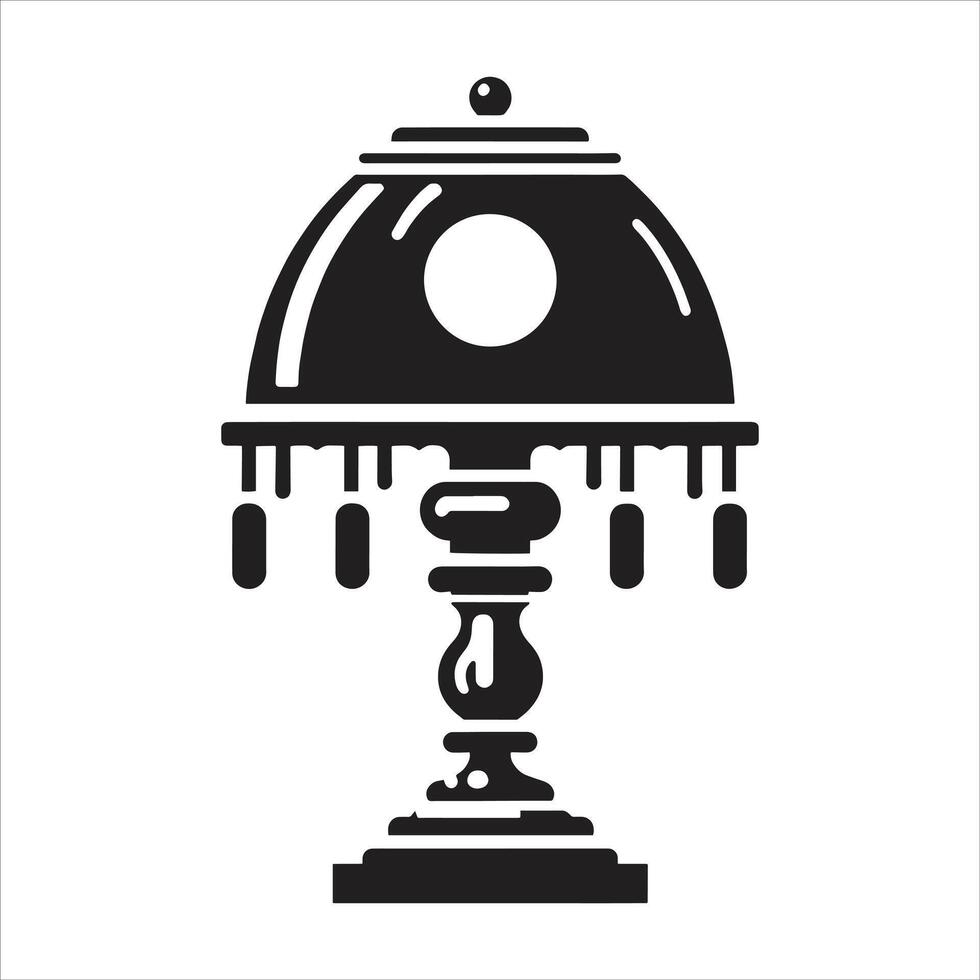 Vintage Table Lamp Illustration in Black and White with Elegant Retro Design for Home Decor and Interior Inspiration vector