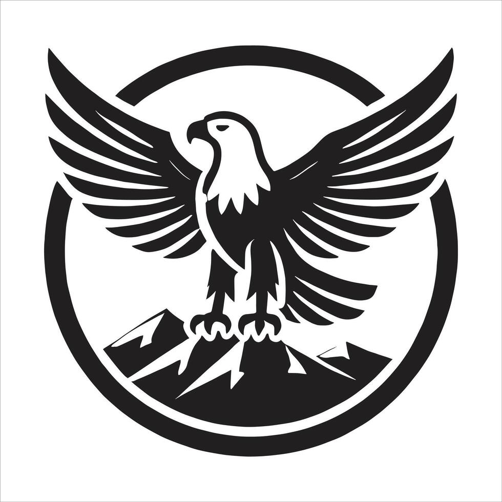 Eagle flying over mountains and mountains, illustration vector