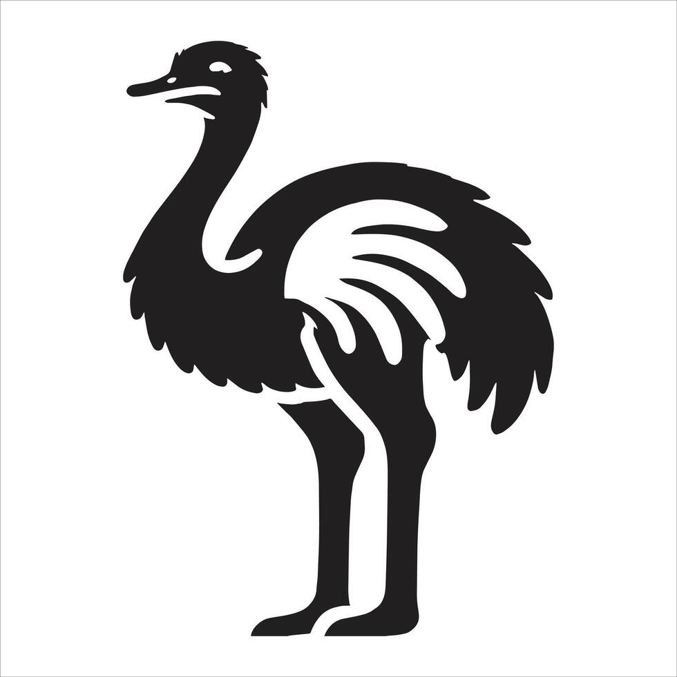 An ostrich silhouette on a white background vector