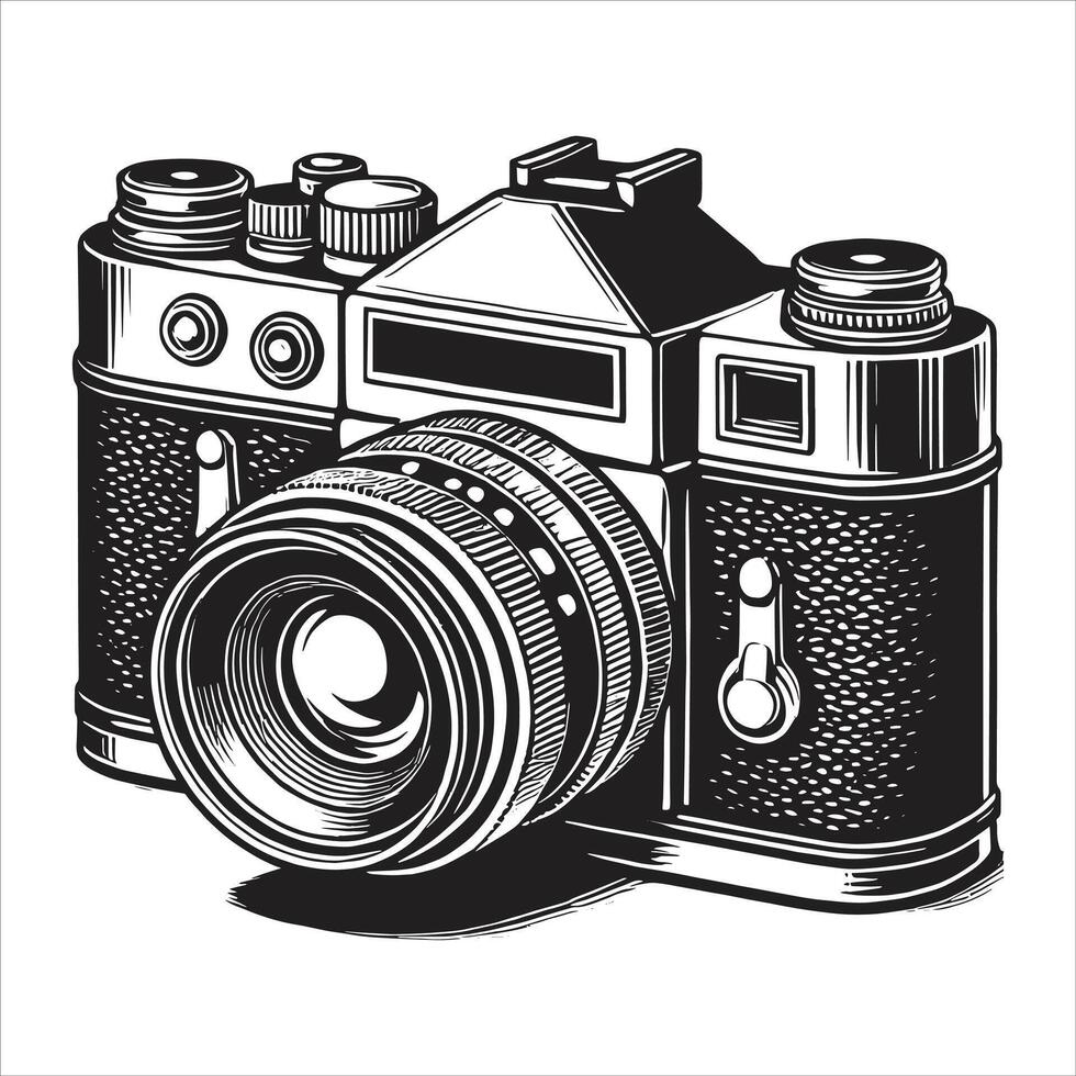 Retro camera illustration vector