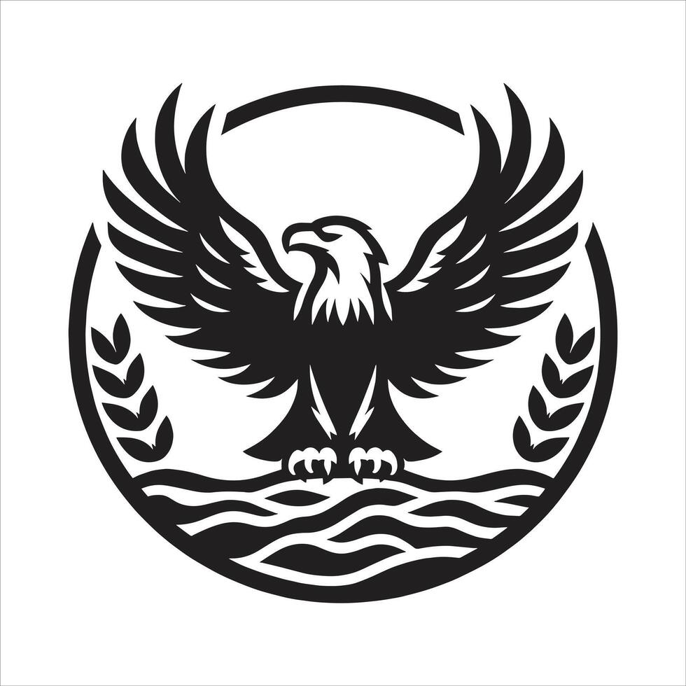 An eagle logo with a black and white background vector