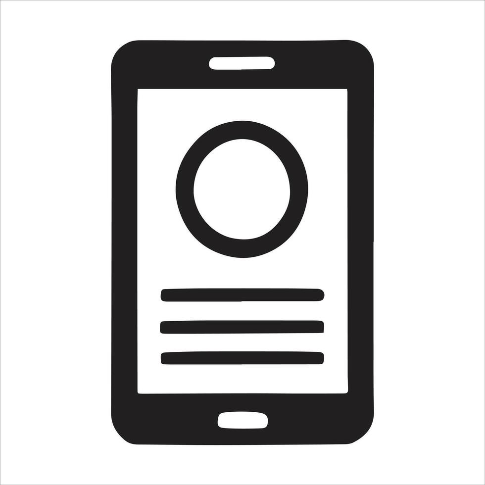 A black and white illustration of a smartphone vector