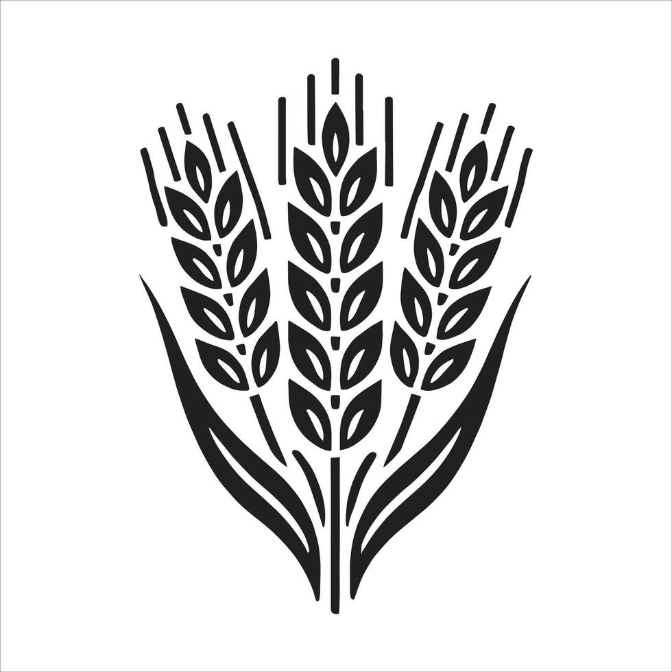 A black and white wheat icon on a white background vector