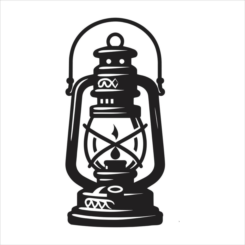 A black and white illustration of a lantern vector
