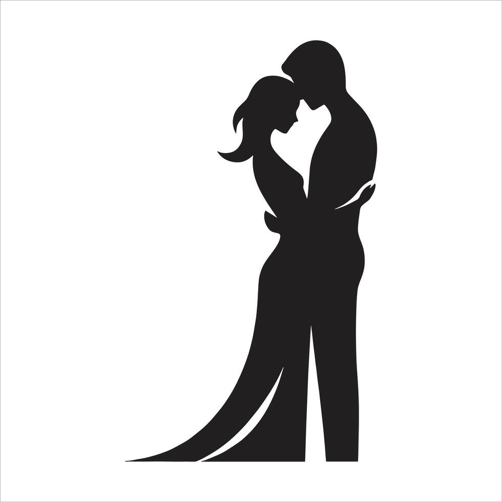 A silhouette of a man and woman hugging vector