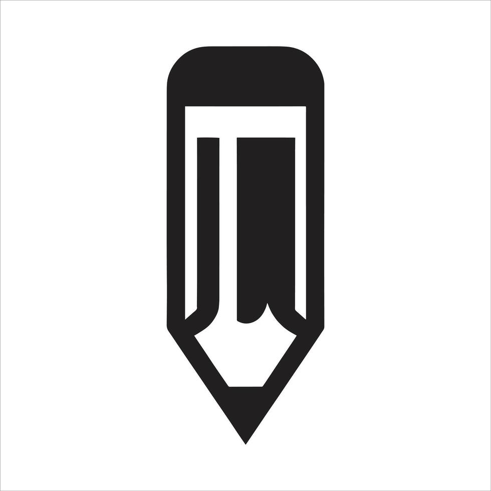 A black and white pencil icon on a white background vector