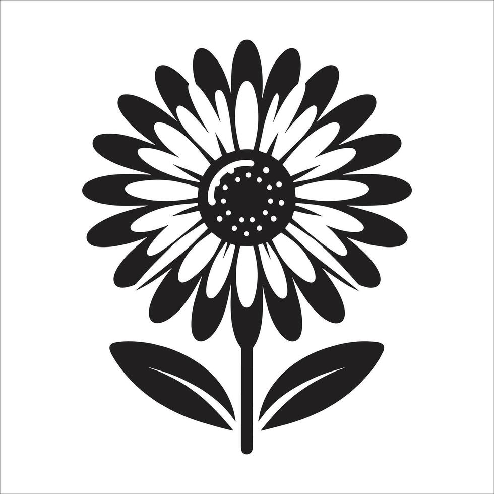 A black and white flower icon on a white background vector