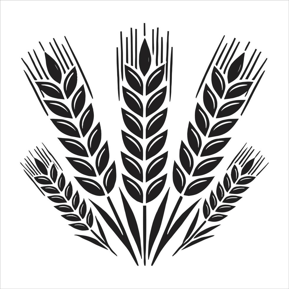 A black and white wheat icon on a white background vector