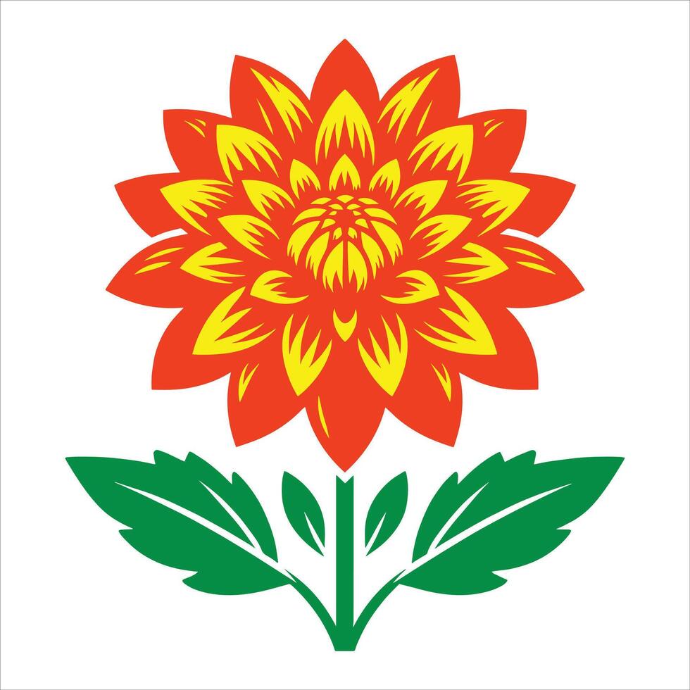 A flower with leaves and a red center vector
