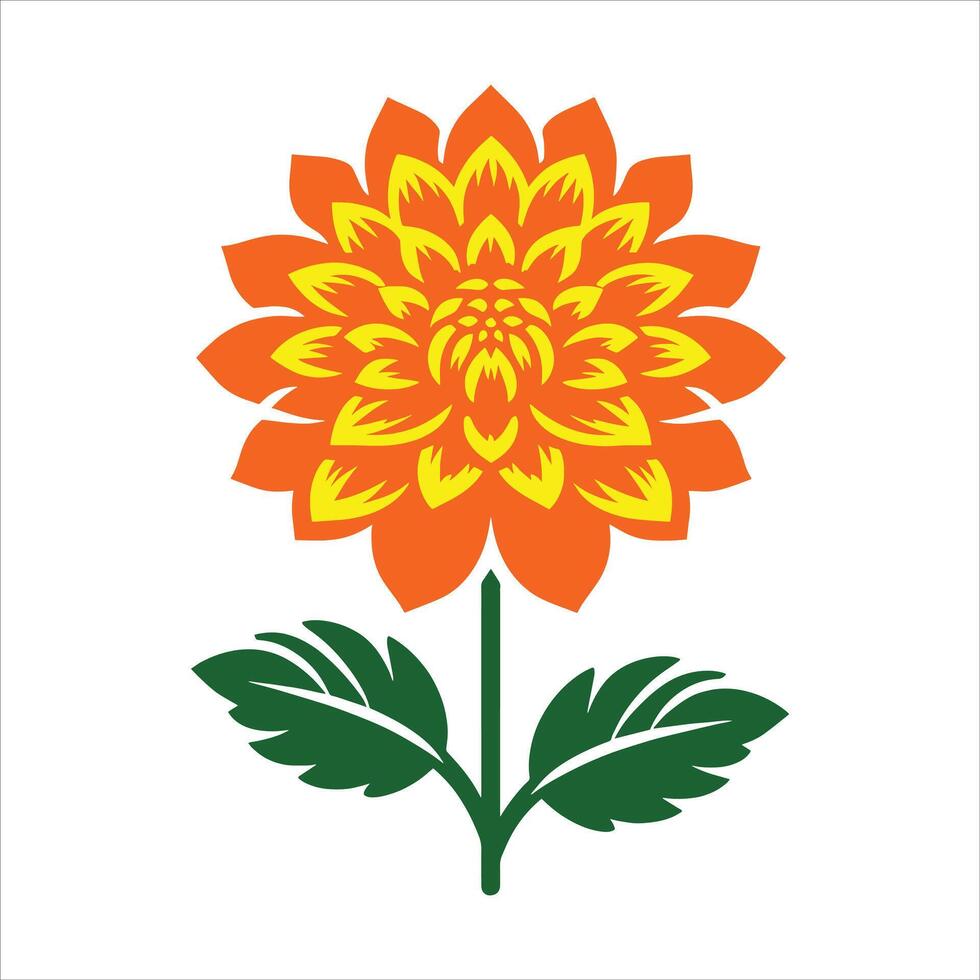 An orange flower with leaves on a white background vector