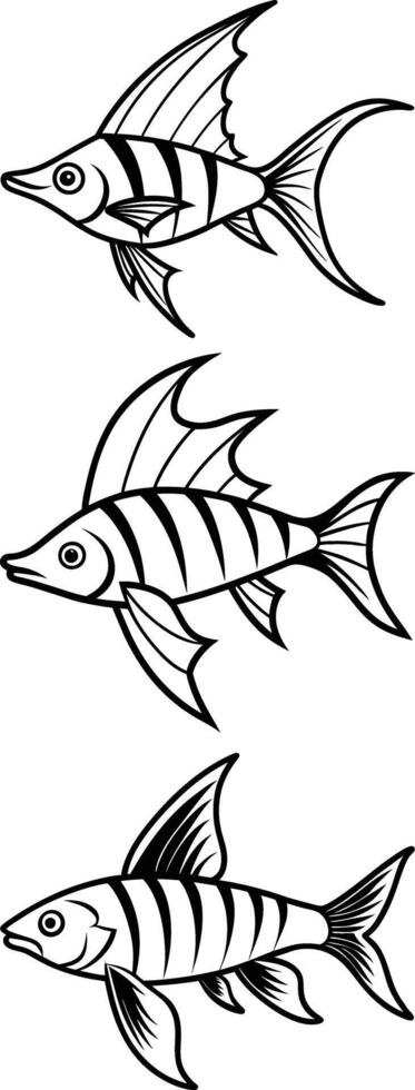 Graceful Swordtail Fish Line Art, A Minimalist Illustration of Elegant Aquatic Beauty vector