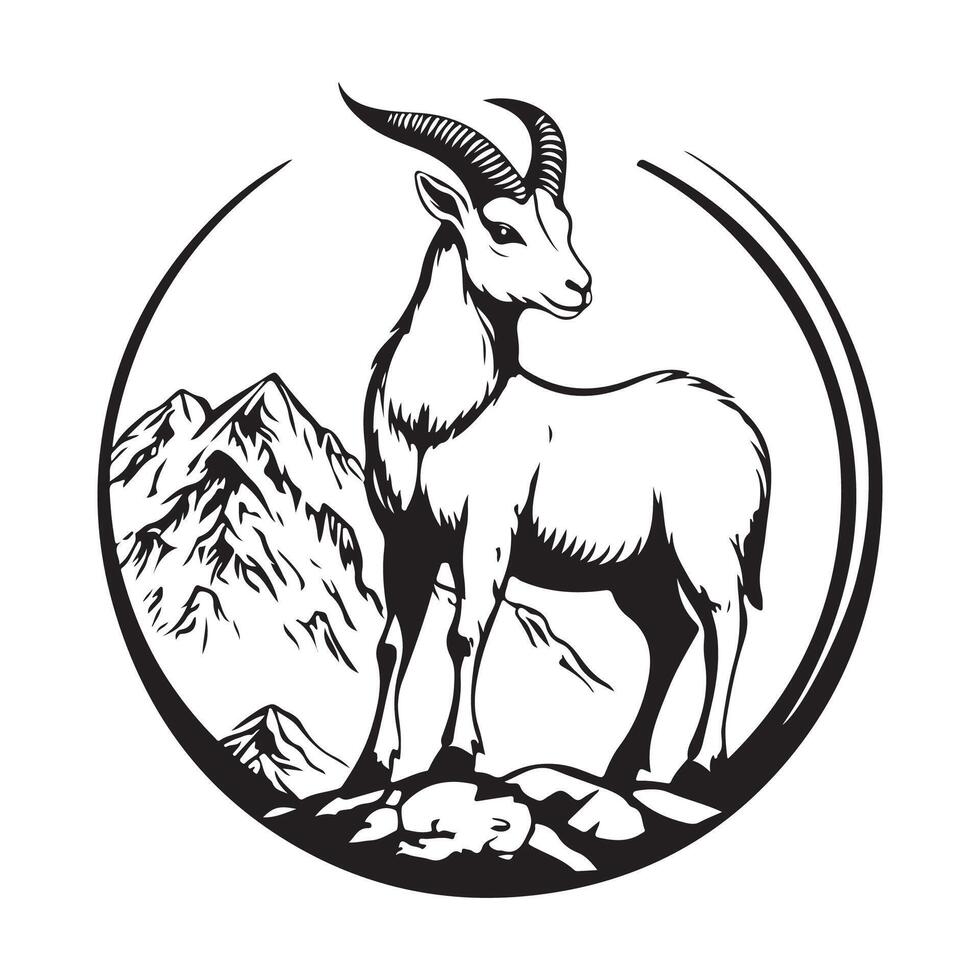 Alpine Ibex Mountain Goat image design. Mountain Goat image logo illustration. vector
