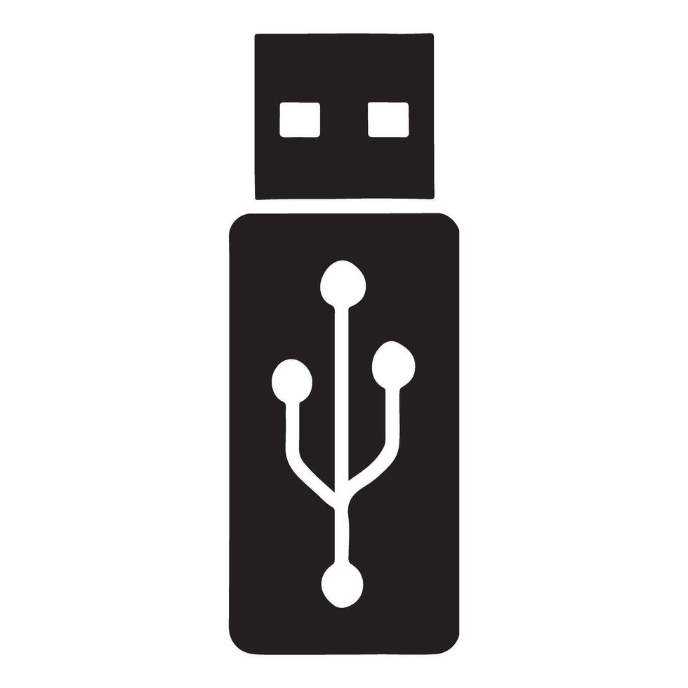 Usb flash drive silhouette illustration device design concept vector