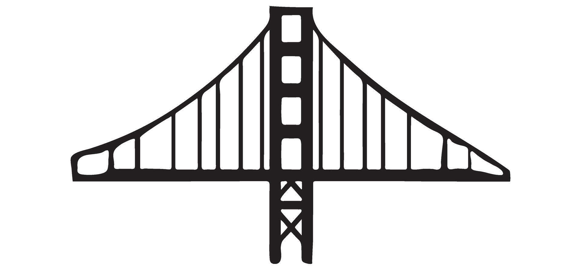 Simple Golden Gate Bridge Black Silhouette Illustration vector