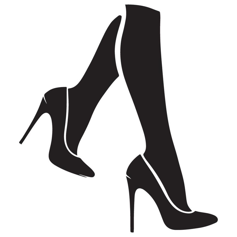 Walking in High Heels Silhouette Illustration Female Legs Fashion vector