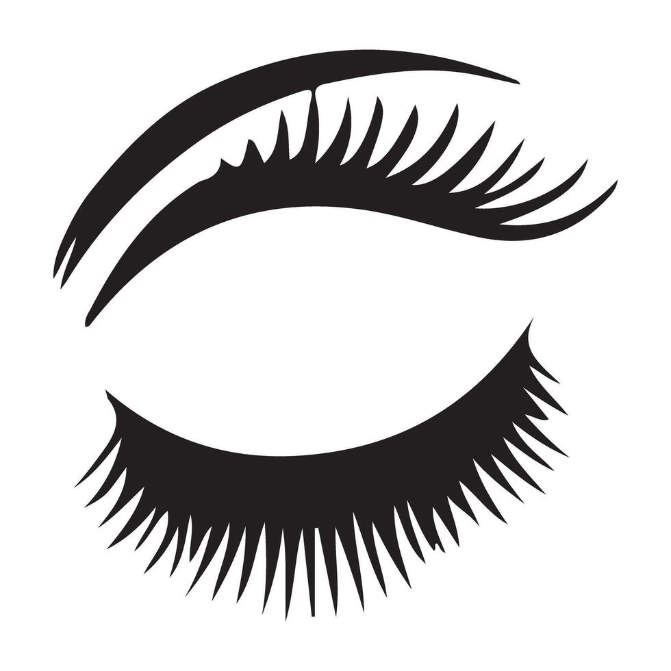 Closed eye with long lashes art for beauty project vector