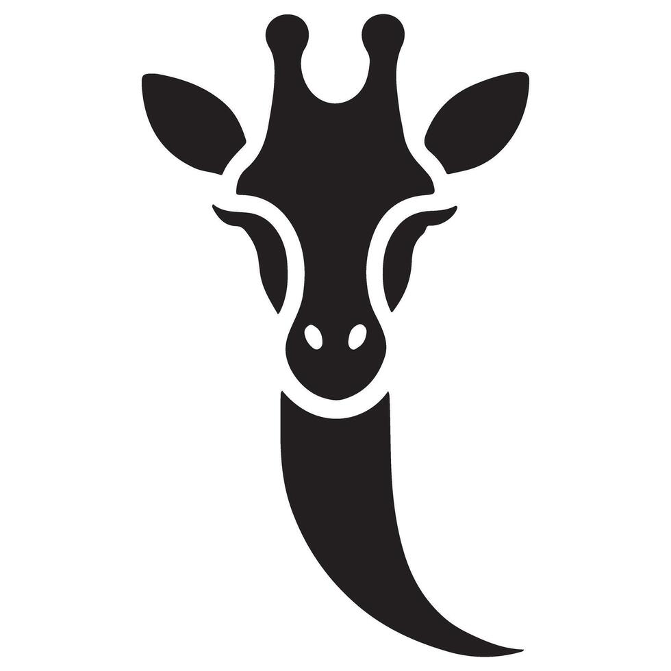 Minimalist giraffe head silhouette curve neck design illustration vector