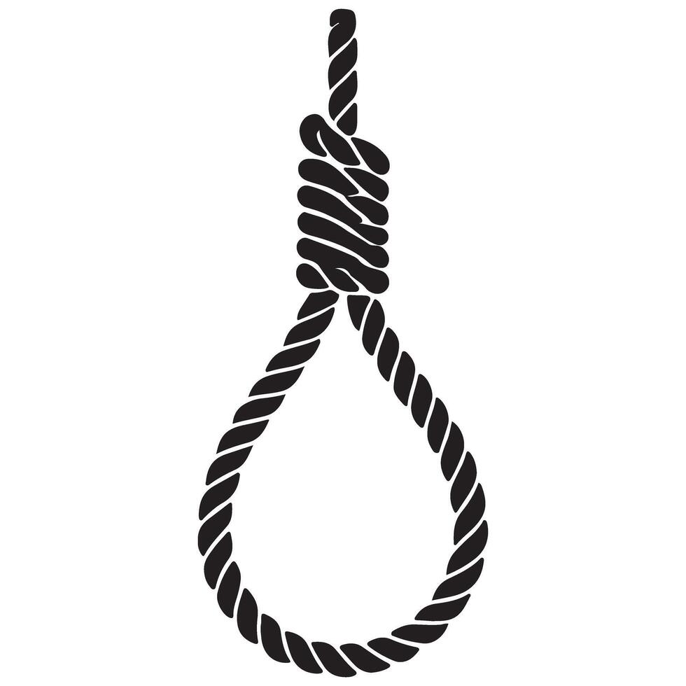 Hanging Rope Knot Silhouette Image for Nautical or Design vector