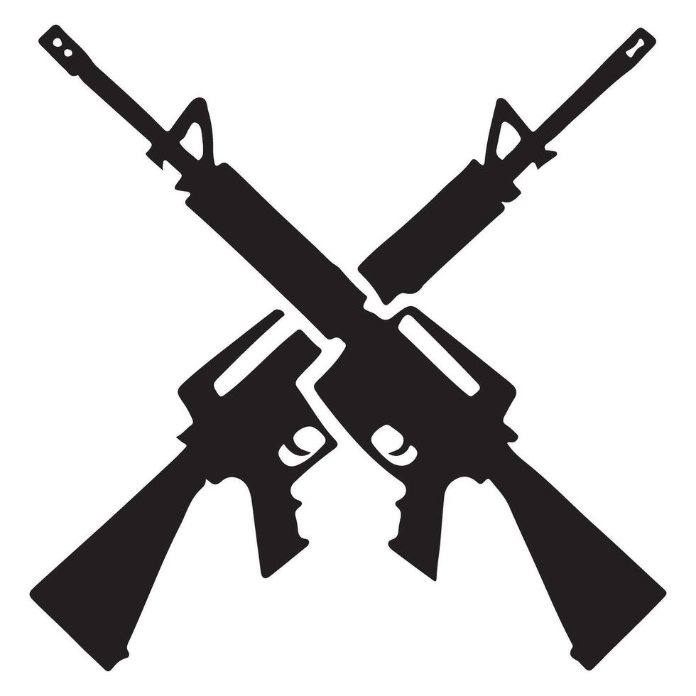 Crossed Rifles Silhouette Illustration Military Symbol Design vector
