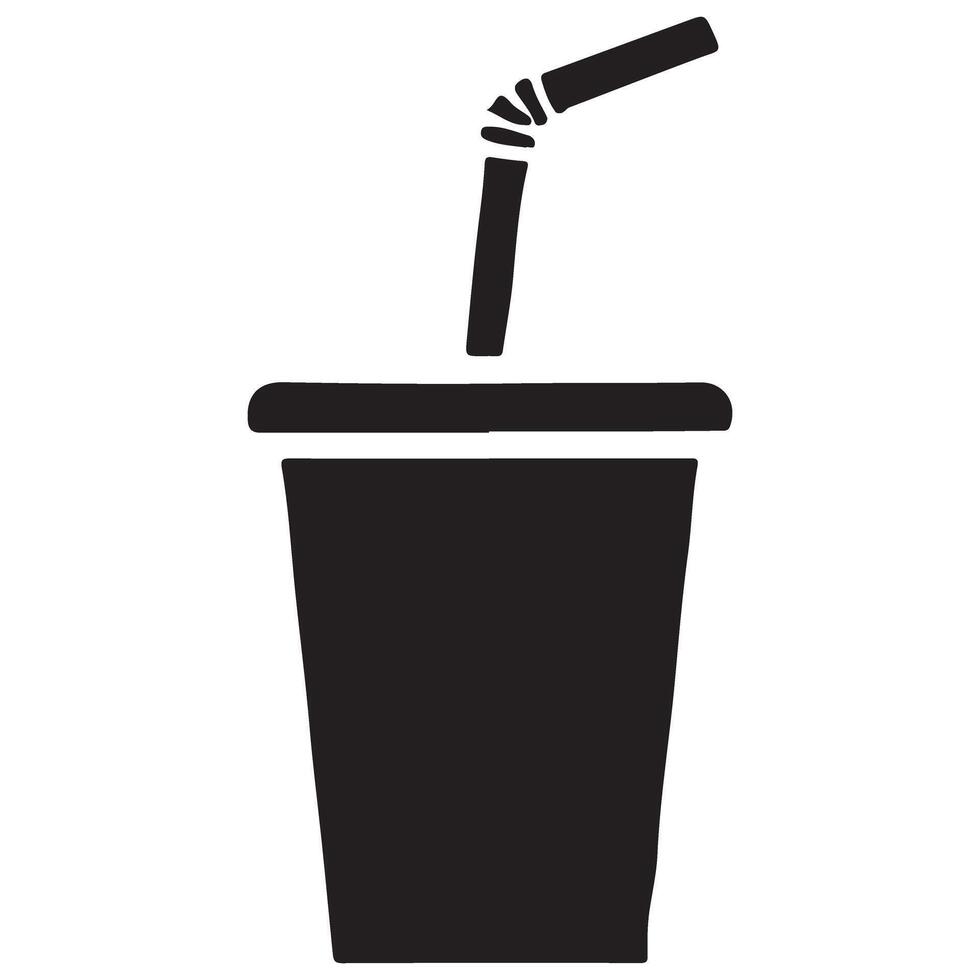 Silhouette Cup with Straw Art Simple Drink Illustration vector
