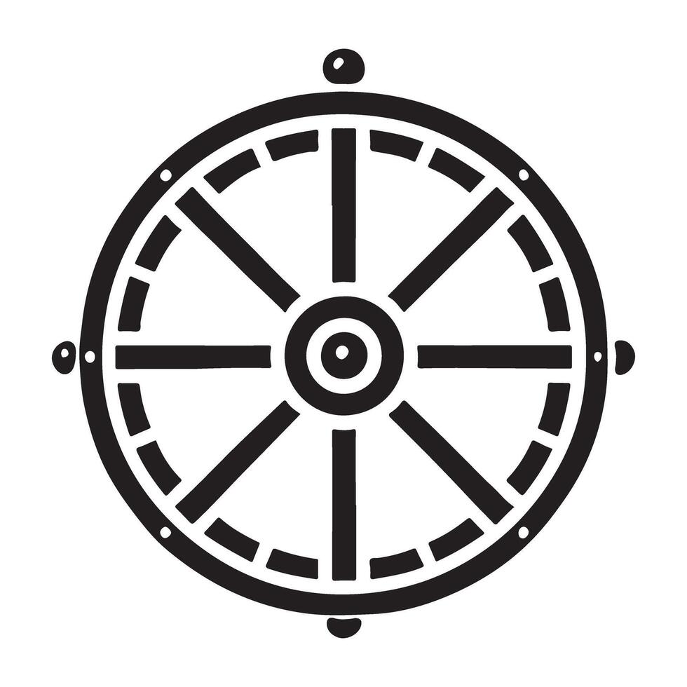 Ship Wheel Silhouette Illustration Nautical Steering Symbol vector