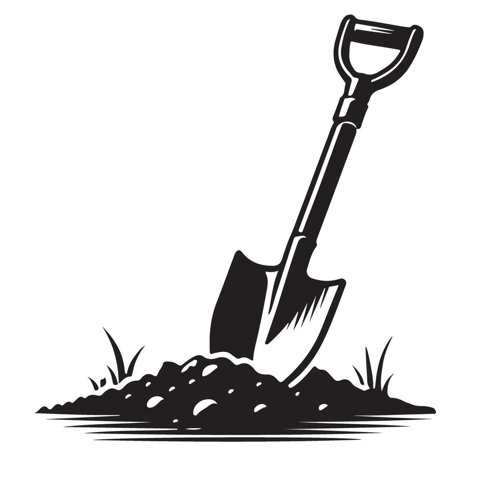 Shovel in Dirt Illustration for Gardening and Construction vector