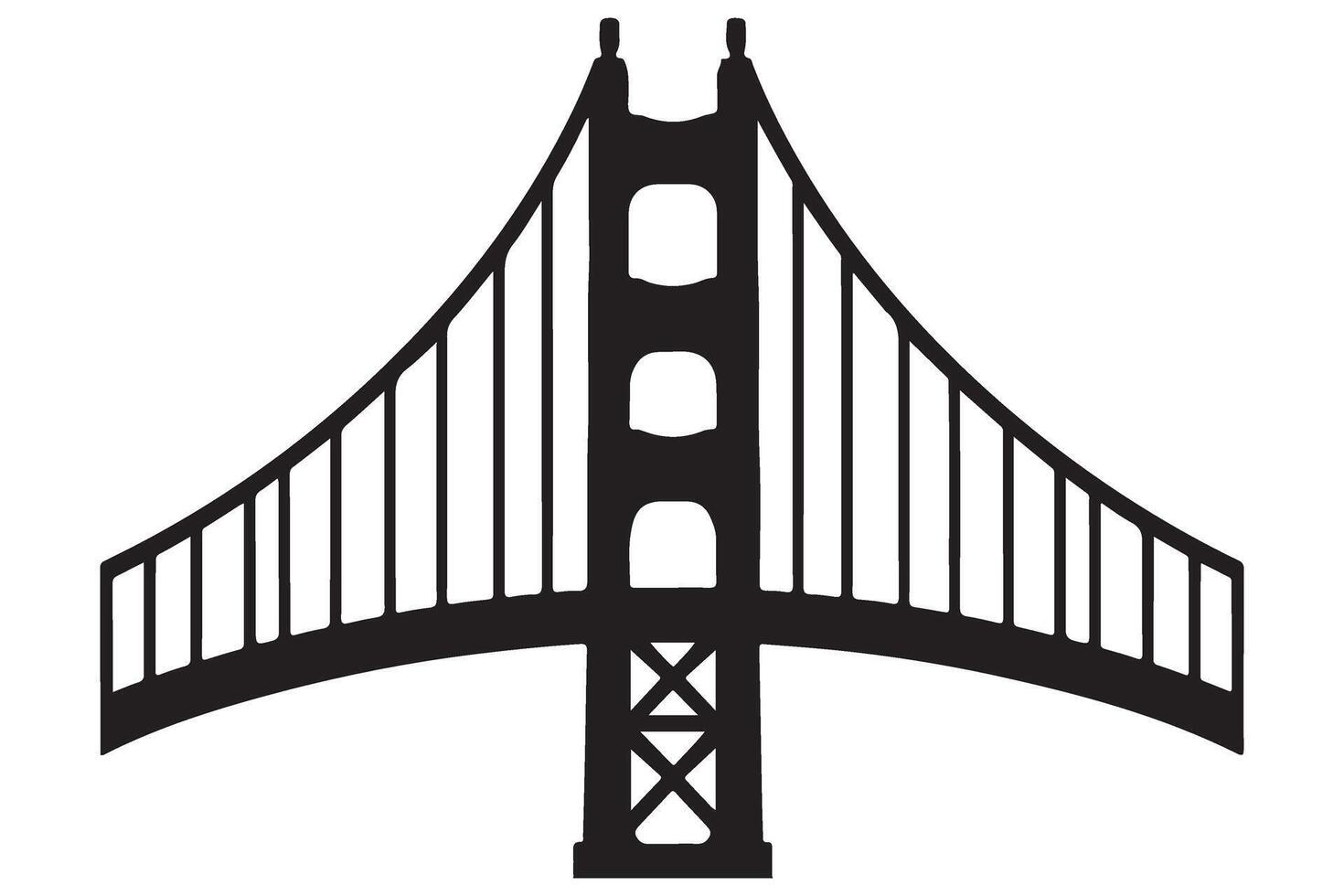 Golden Gate Bridge Silhouette Clipart Design Element vector