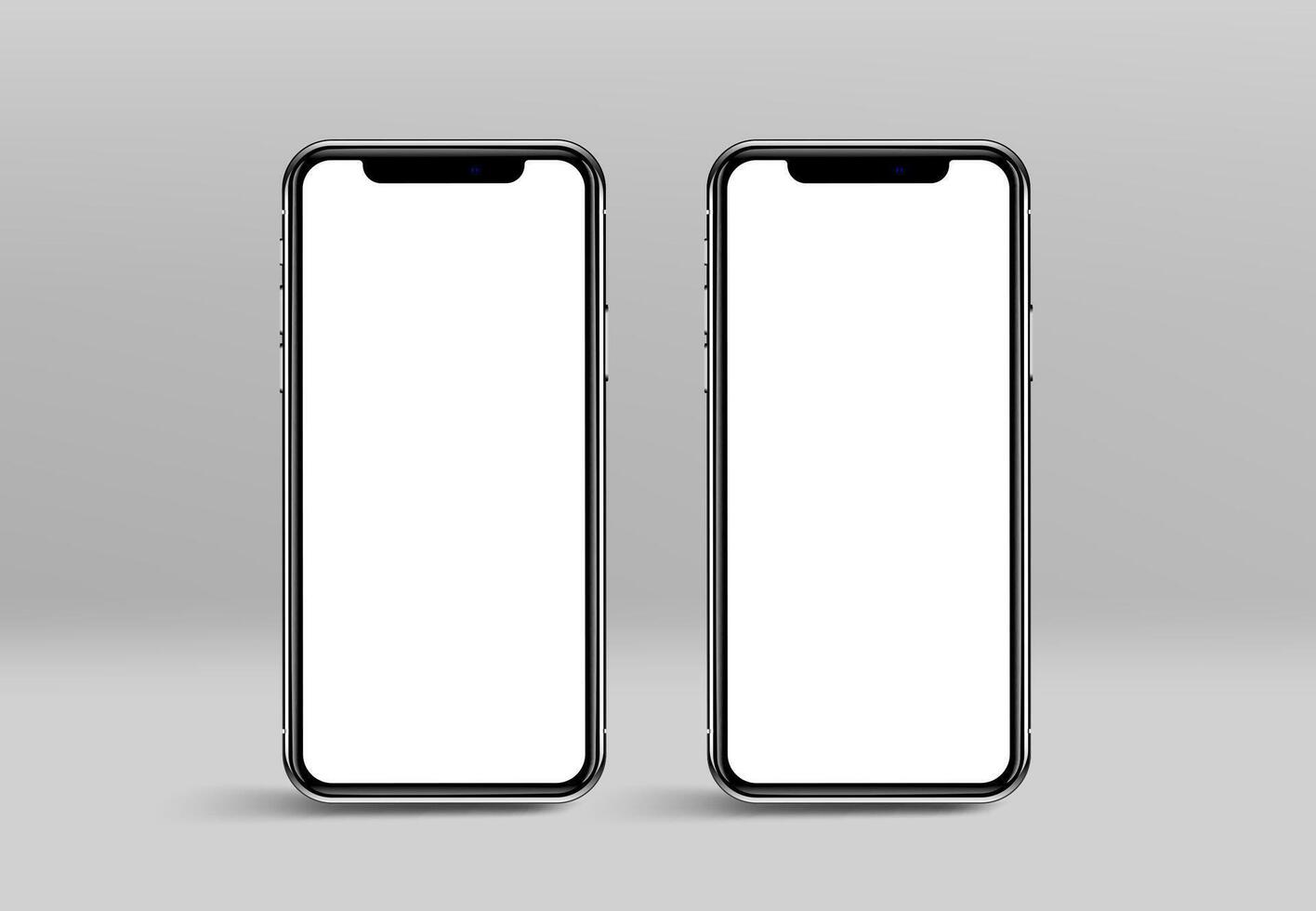 Realistic smartphone blank screen mockup with different angles and isolated background vector