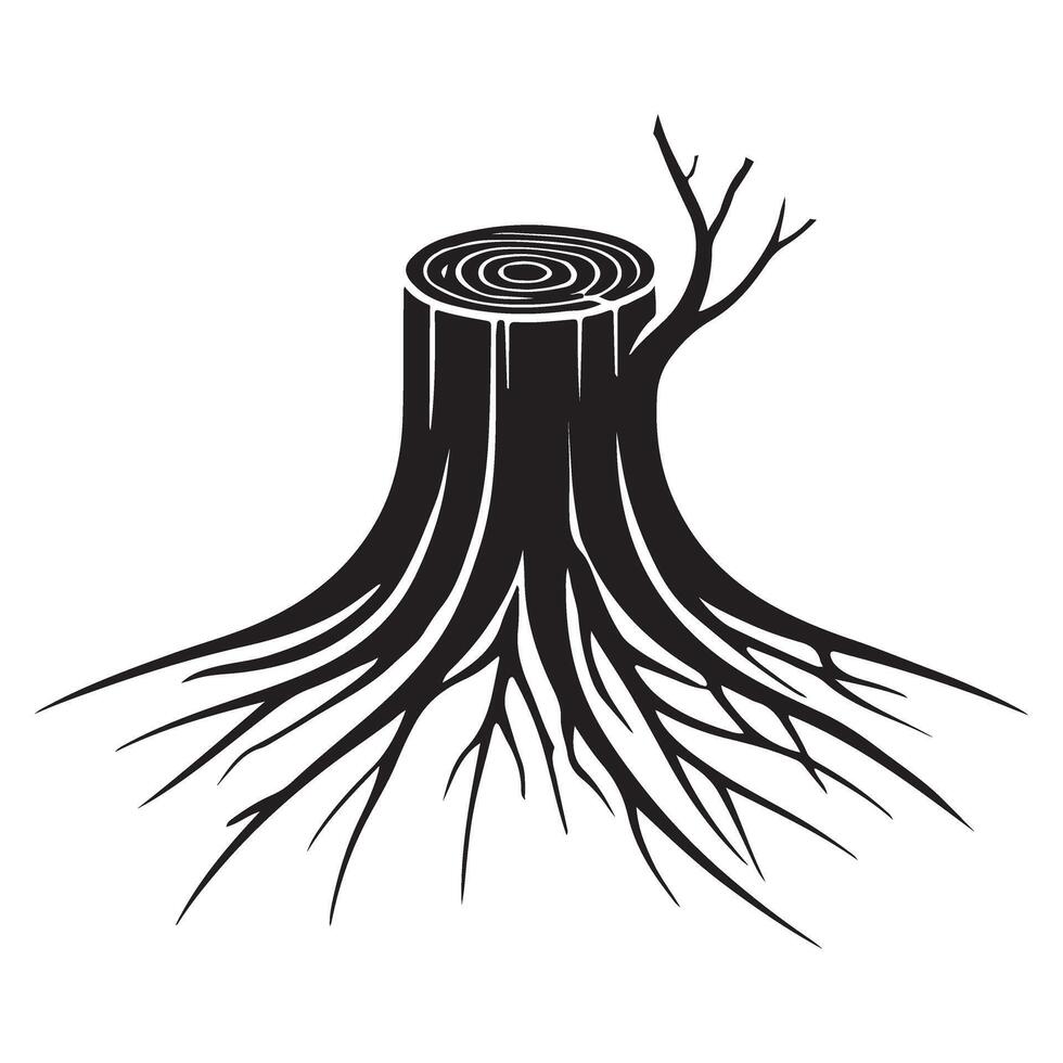 Tree Stump Silhouette with Roots for Nature Illustrations vector