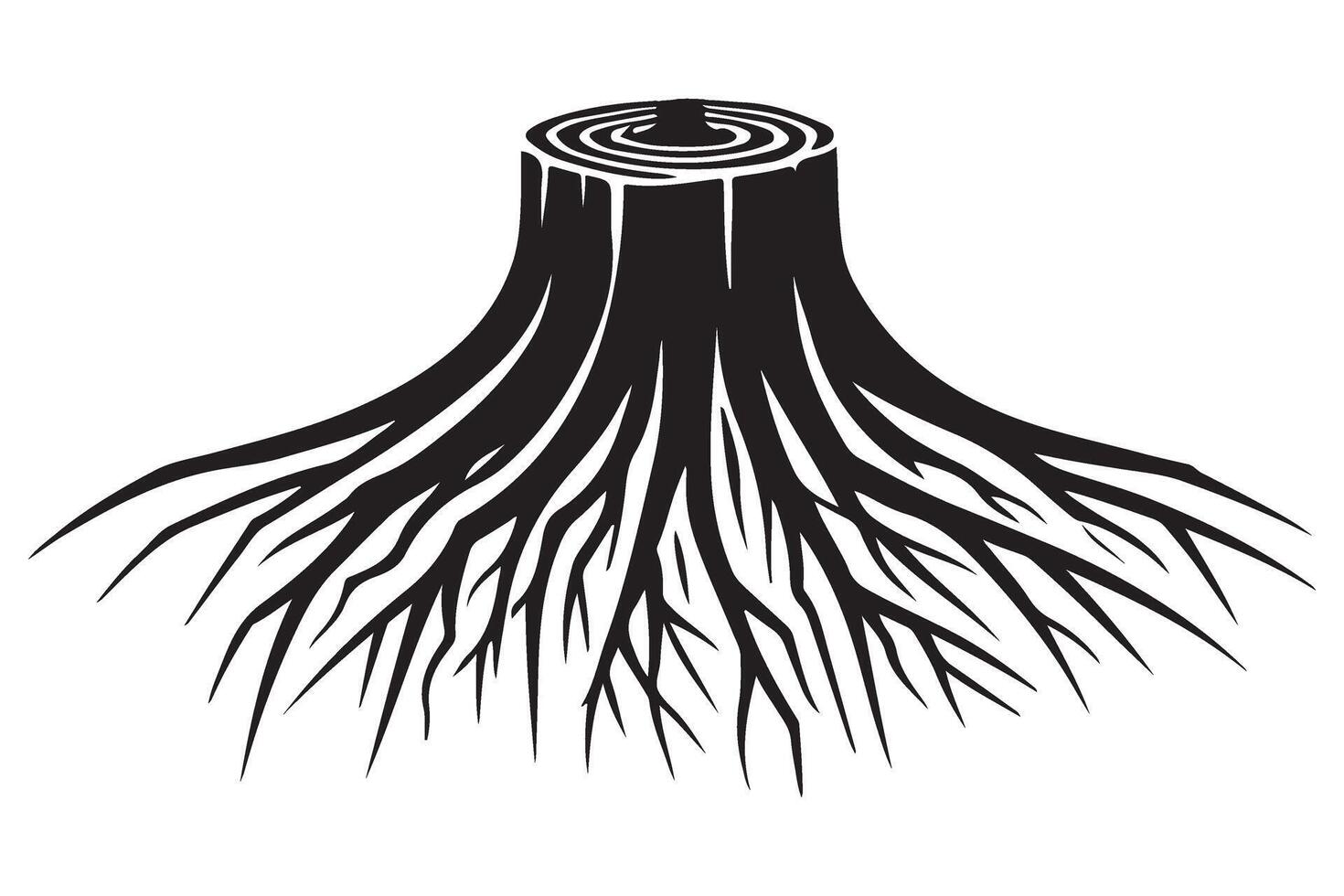 Tree Stump Silhouette Illustration with Visible Roots vector
