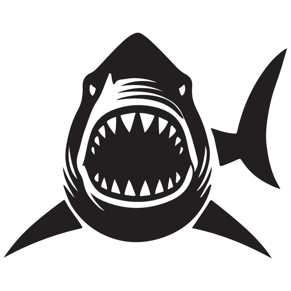 Silhouette Illustration of a Shark with Open Mouth vector