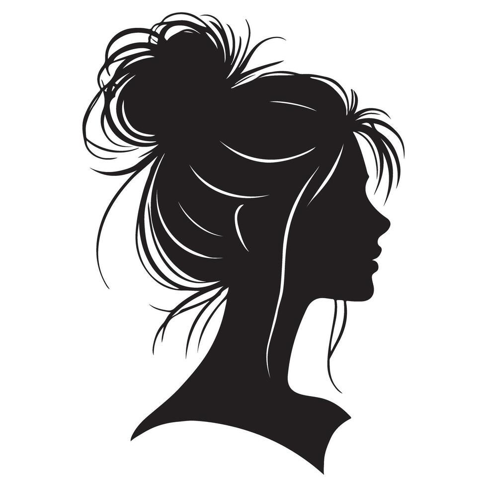Messy Bun Silhouette Image for Hairstyle Illustrations vector