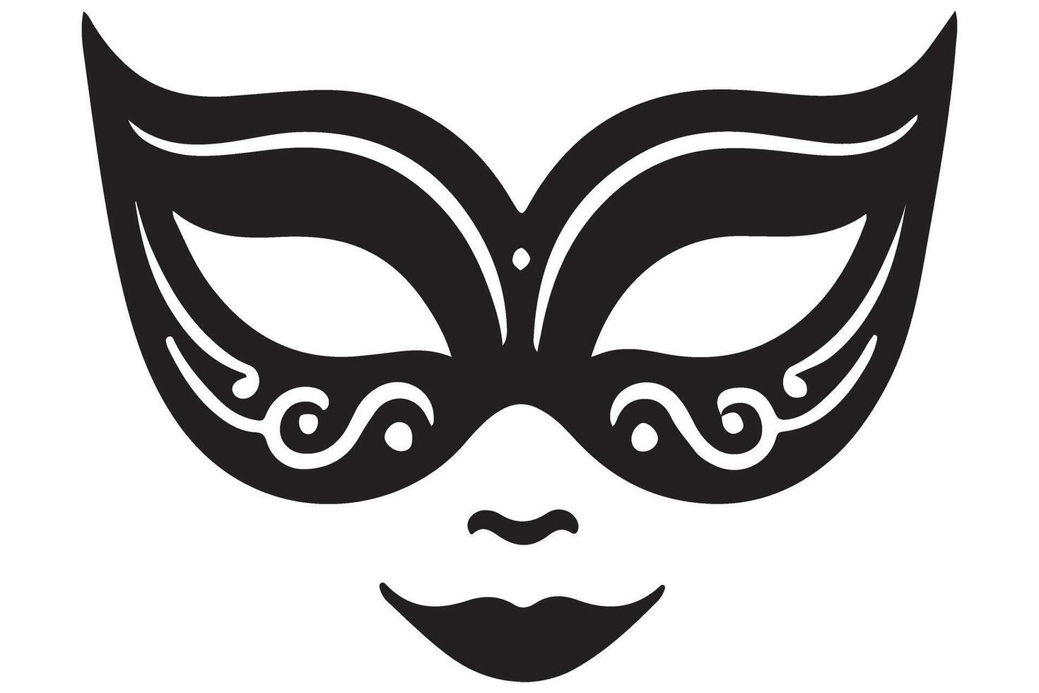 Masquerade Mask Silhouette Illustration Festive Mask Image vector