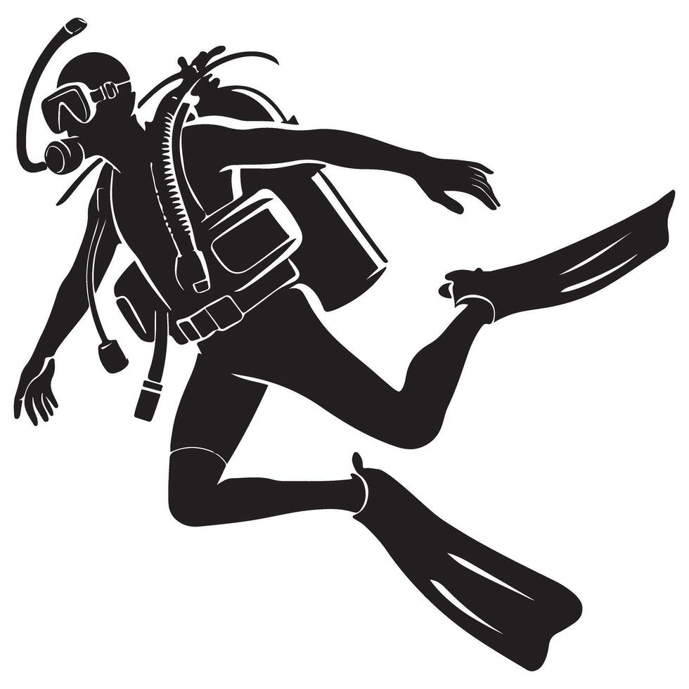 Scuba Diver Silhouette Image Exploring Underwater World vector