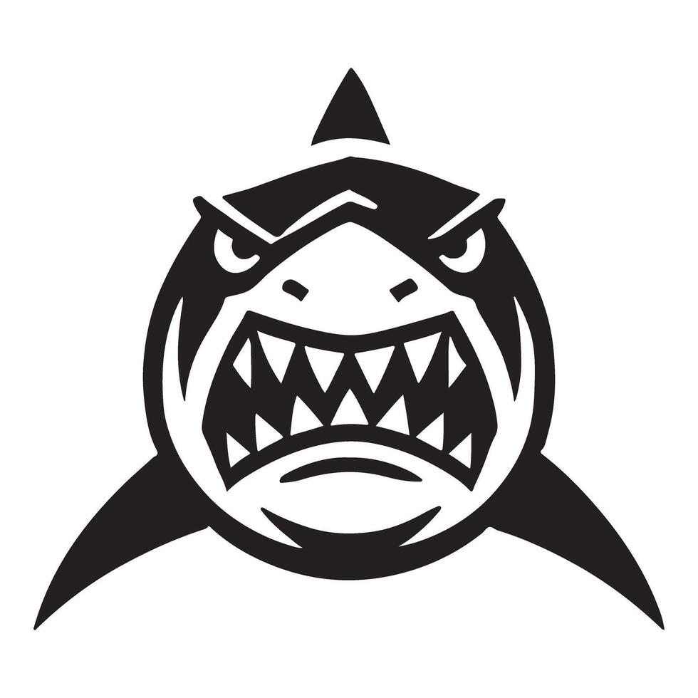Aggressive shark illustration showing sharp teeth black image vector