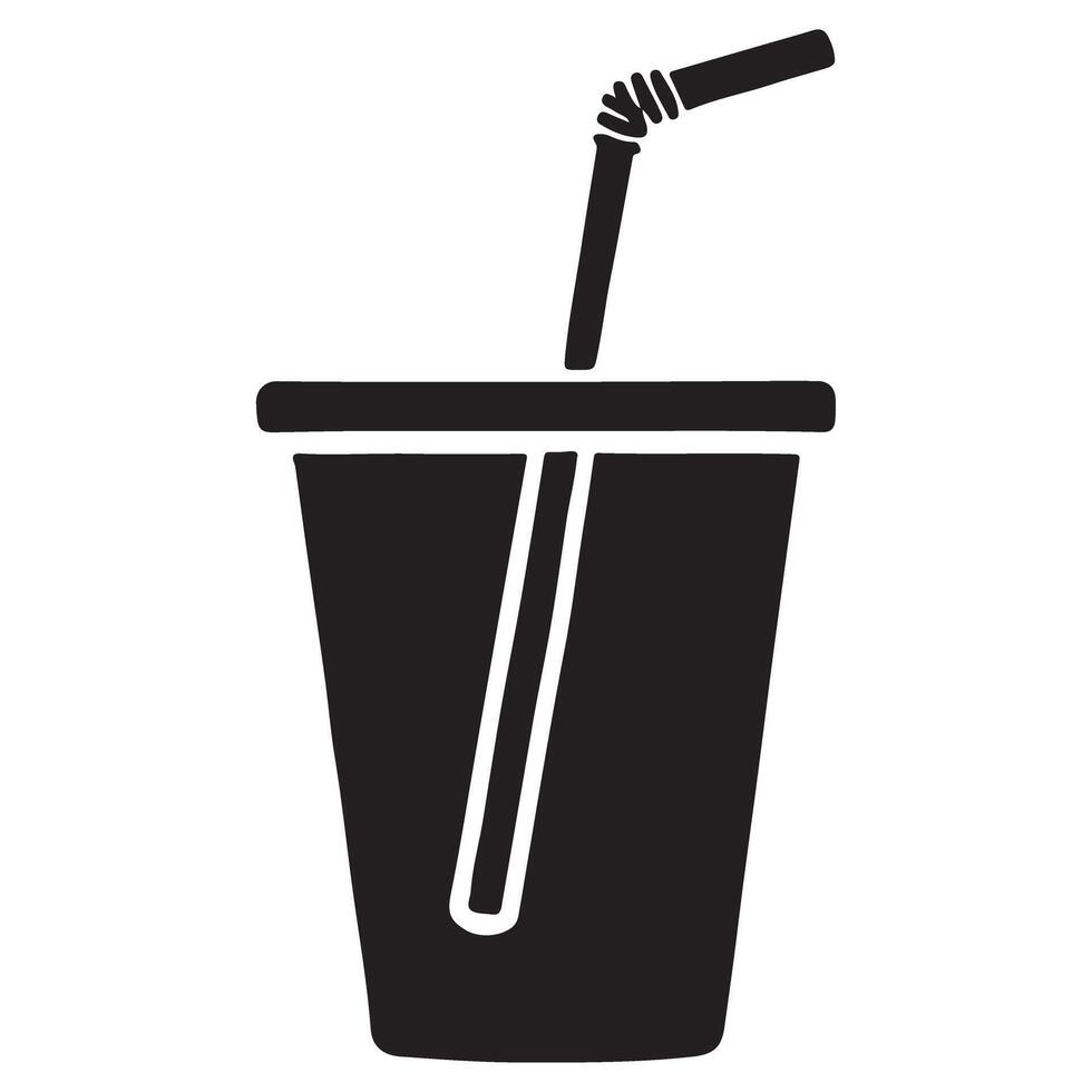 Silhouette of Cold Drink with Straw Illustration for Restaurant Menu vector