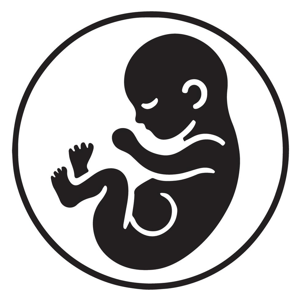 Silhouette Illustration of Human Fetus in Uterus for Pregnancy Projects vector
