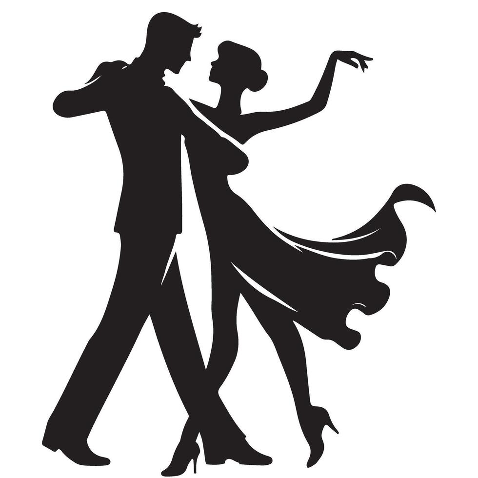 Couple Dancing Silhouette Graphic Tango Dance Design vector