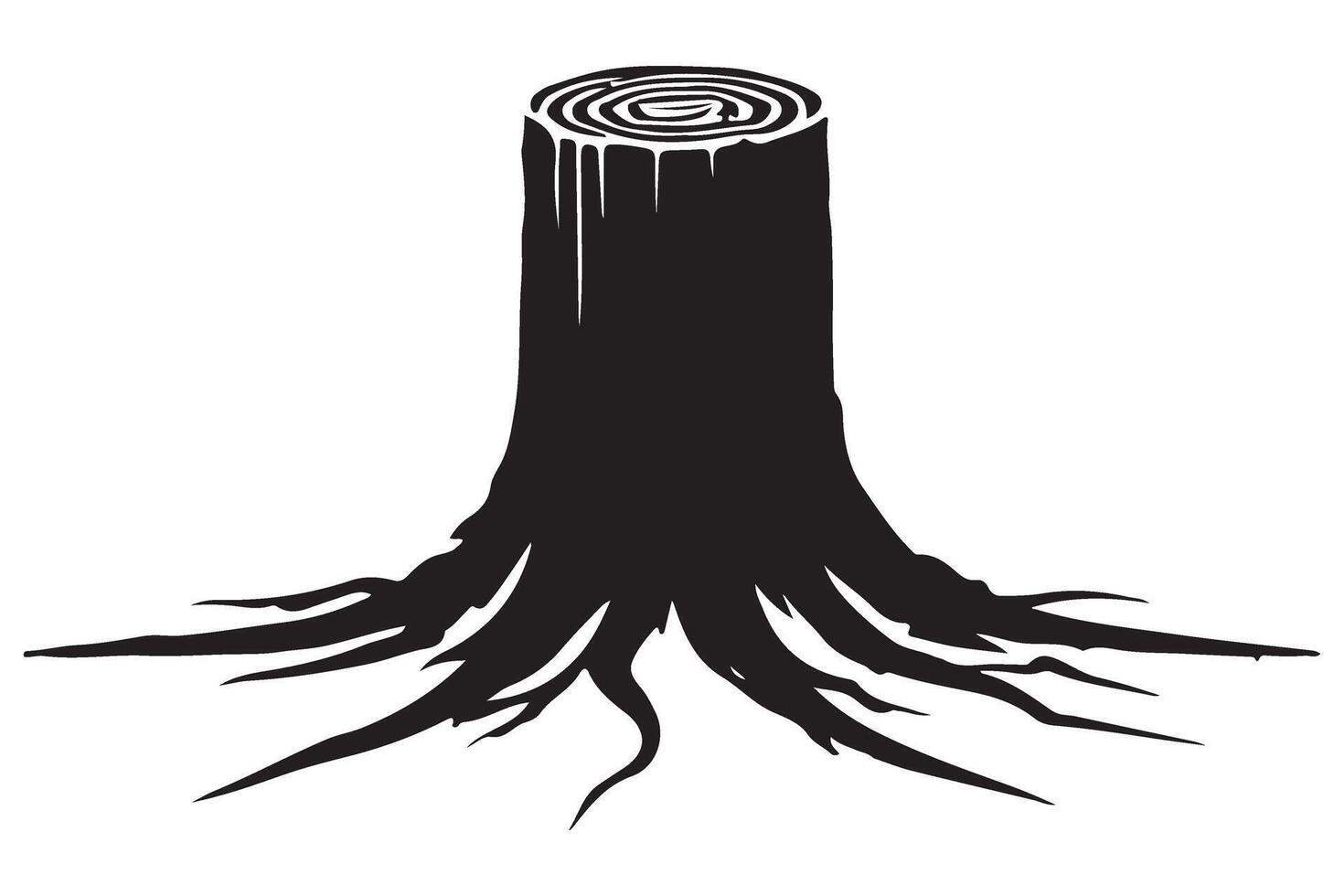 Silhouette Illustration of Tree Stump with Roots for Nature Design vector