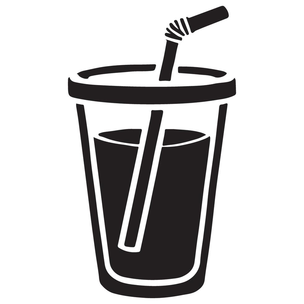 Refreshing Drink with Straw Illustration Silhouette Image vector