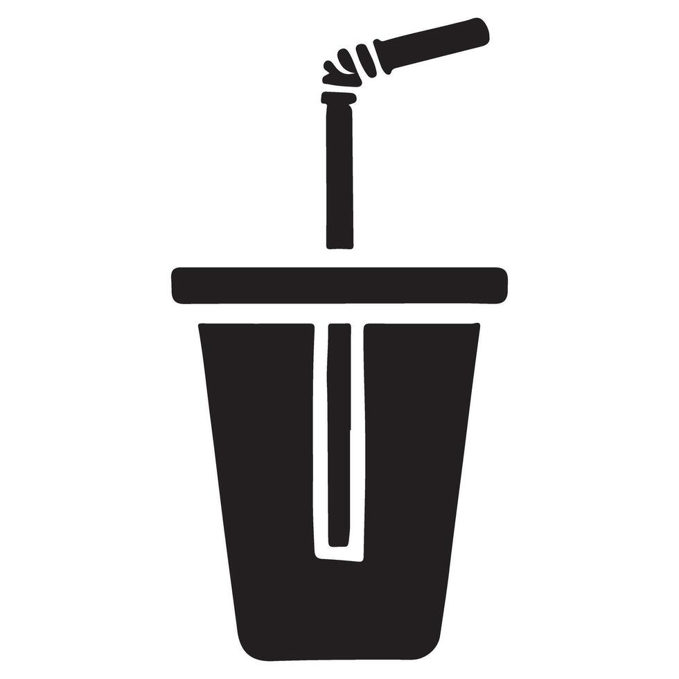 Disposable beverage cup with straw silhouette illustration image vector