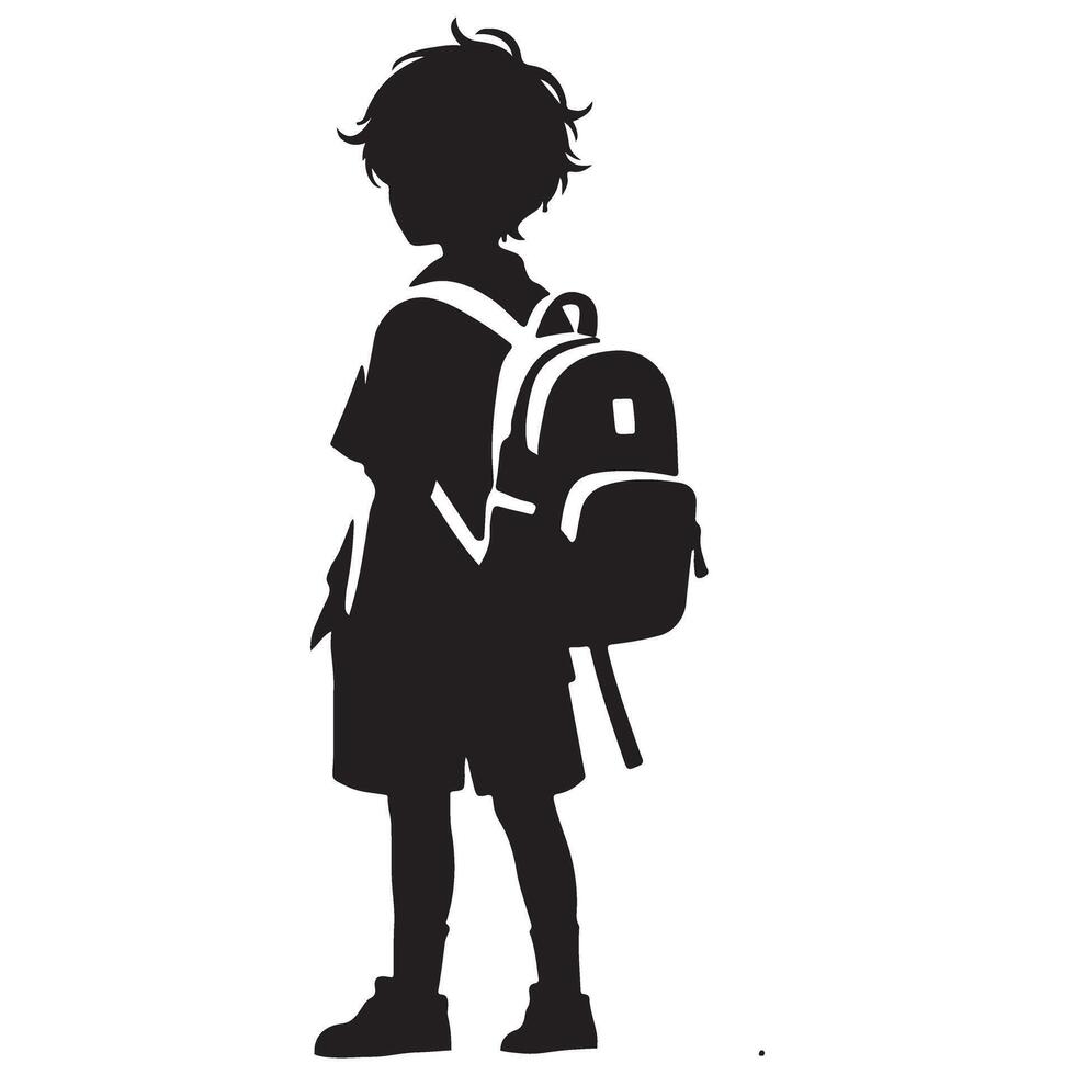 Silhouette of a Boy with Backpack for Educational Designs vector