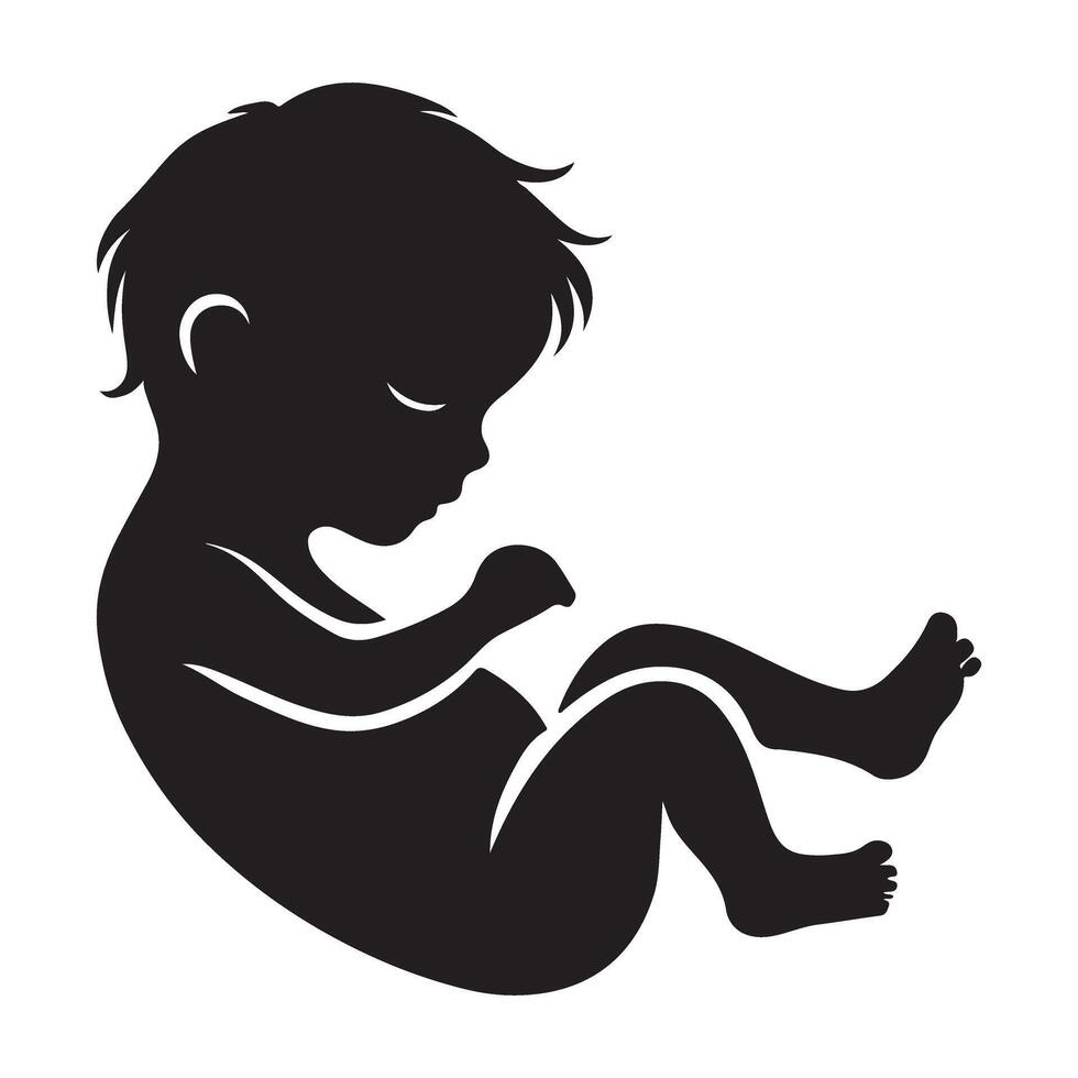 Baby Fetus Silhouette Illustration Childbirth and Pregnancy vector